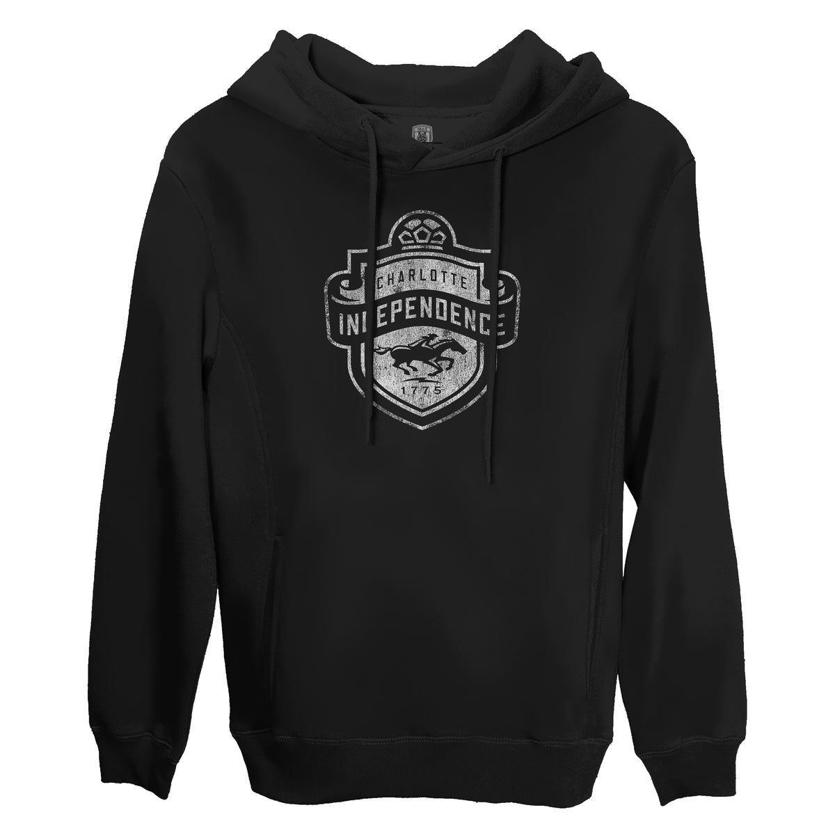 Charlotte Independence Mono Badge Fleece Pullover Hoodie Black 1863